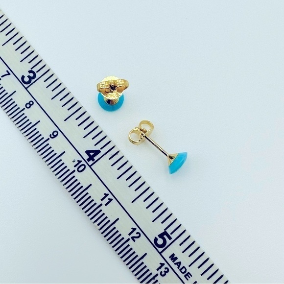Tiffany & Co. 18k Gold Turquoise One Carat Faceted Earrings with Packaging - Picture 10 of 12